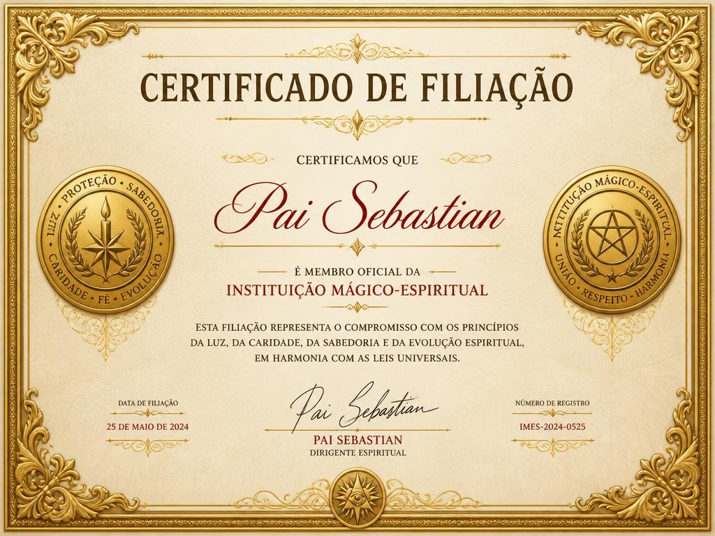 Certificado de Filiação - Pai Sebastian