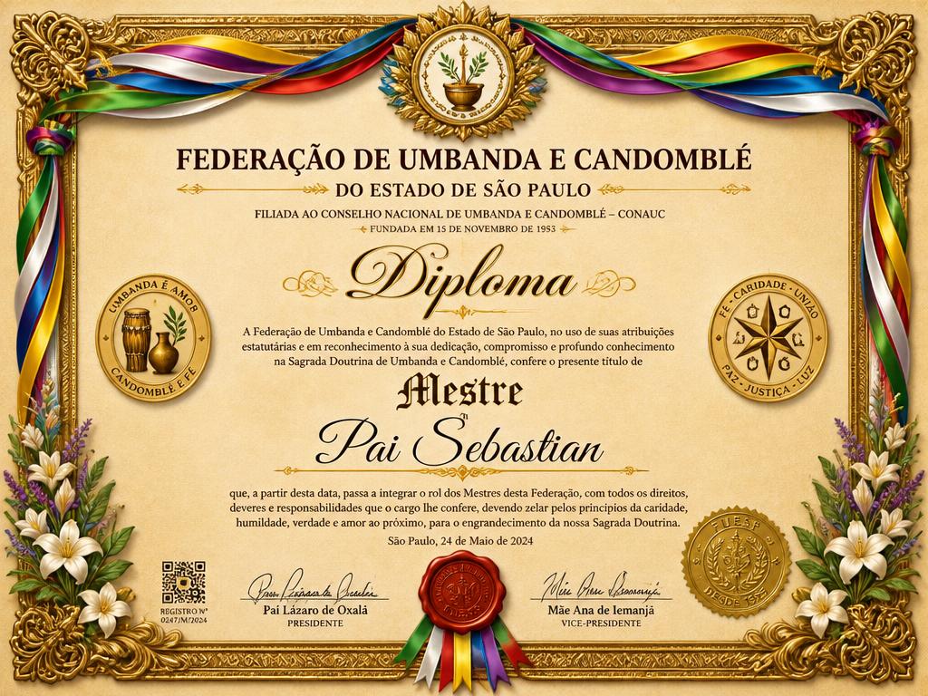 Diploma de Umbanda e Candomblé - Pai Sebastian